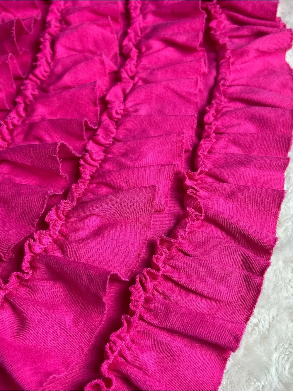 Lemon Loves Layette Round Pink Ruffle Blanket Lovey Pima Cotton Photo Prop